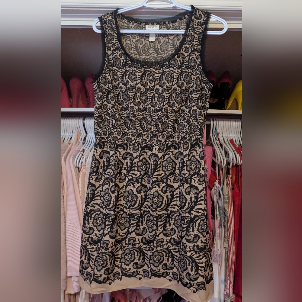 Rodarte For Target Elegant Black and Tan Lace Whimsigoth Dress Sz Medium